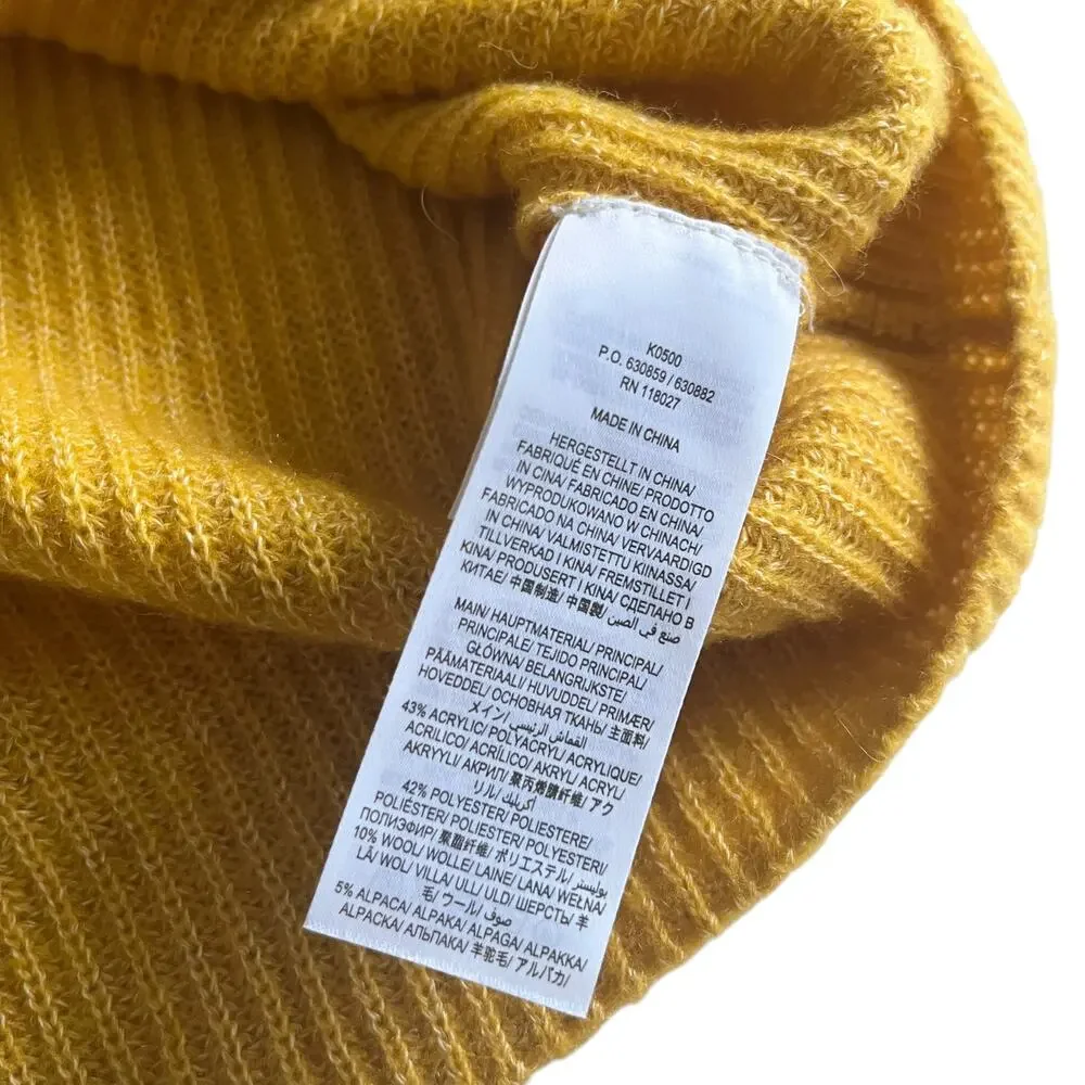 Boden Frill Collar Mustard Yellow Button Front Long Sleeve Sweater Size 4
